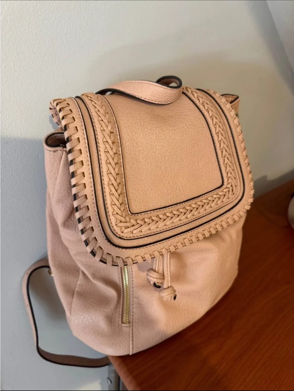 Sole Society Neutral Blush Drawstring Backpack